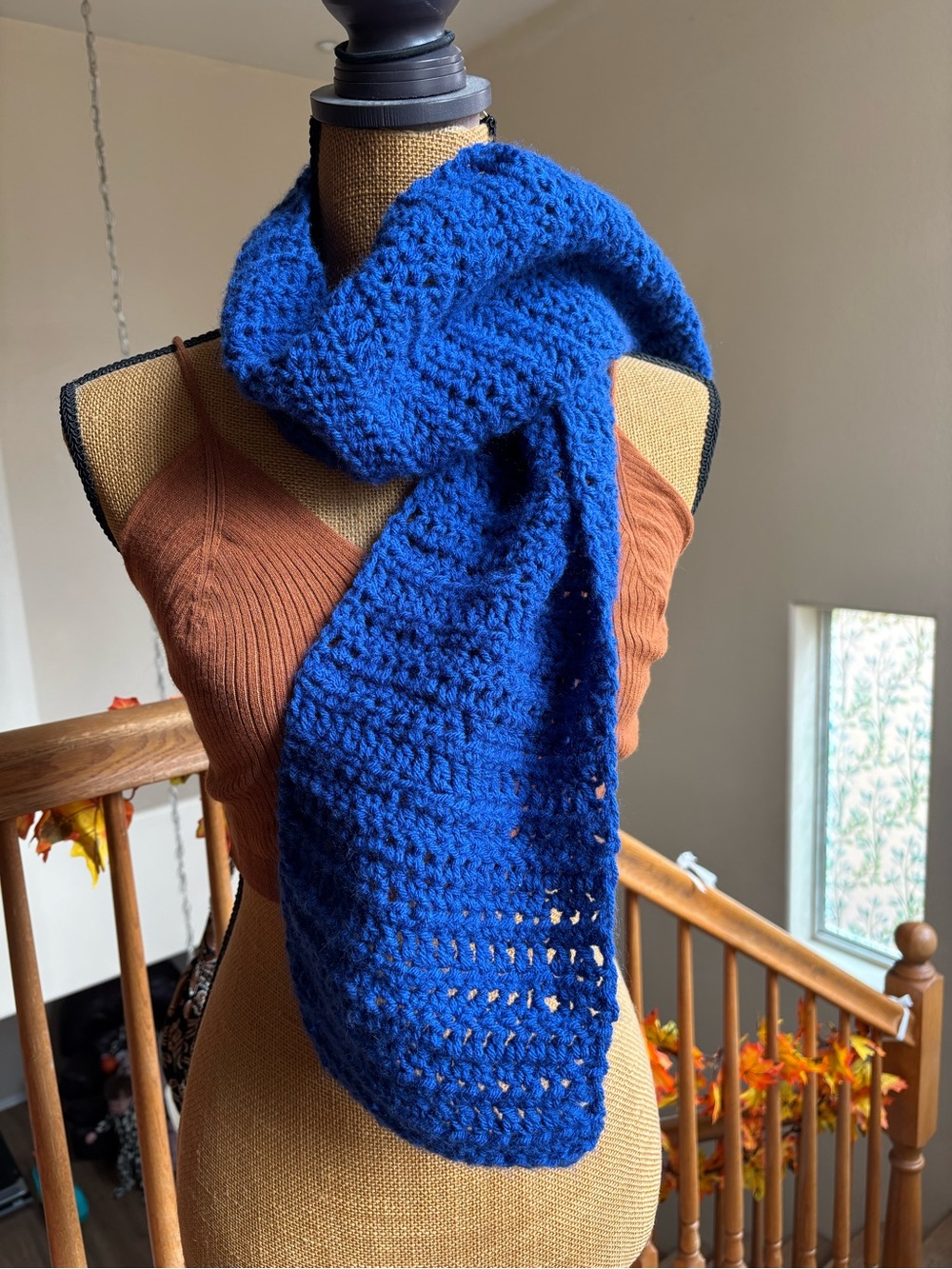 Blue Handmade Crochet Scarf Men’s Or Women’s